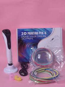 带液晶显示屏的3D打印笔，三档速度调节，1.75mm PLA耗材，专业DIY创意手工绘画，生日礼物 - 黑與白 - 查看 6