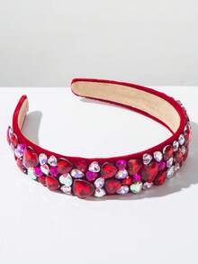 1 pieza Diadema retro de terciopelo de unicolor con banda ancha, decorada con gema en forma de corazón lujosa y dulce, accesorio esencial para el Día de San Valentín, adecuado para citas festivas, diadema, aro para el cabello, regalo de accesorios para el Día de San Valentín - Multicolor - Ver 10