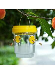 Transparent Plastic Outdoor Insect Trap With Yellow Cap - No Power Needed, Effectively Captures Fruit Flies, Wasps And Aphids, Transparent Design For Easy Monitoring, Fly Catcher