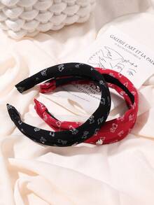 1pc Minimalist Cute Bear Print Fabric Headband, Versatile Daily Wear High Crown Hair Hoop, Washing Face & Hair Accessory - Multicolor - View 7