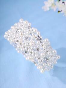 1 pieza Diadema de mujer minimalista con perla, accesorio de cabello elegante y lujoso hecho a mano para uso diario - Blanco - Ver 5