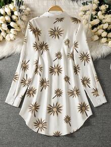 Women's Long Sleeve All-Over Print Casual Arabic Style Top