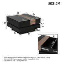 Square Living Room Table 70 X 70 X 39 Cm, Extendable Coffee Table With Hidden Storage, Tea Table With Color Block Design, High Gloss Living Room Side Table, Black, MDF - Hitam - View 12