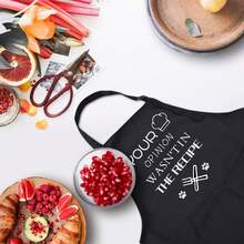 ZOORON Funny Black Chef Aprons For Men Adjustable BBQ Grill Kitchen CooFKing Aprons With Pockets, Grill Accessories,YourOpinionWasn'tintheReceipe - 你的意見不在食譜裡 - 查看 3
