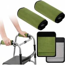 Soft Padded Grip Covers For Folding Wheelchair, Walker, Cane Handles, Mobility Aids (Gray/Pink) - Green - View 2