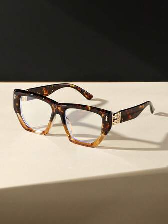 1 Pair Retro Women's Colorful Leopard Print Glasses, Bohemian Style Suitable For Pairing With Coats And Sweaters In Winter, Fashion Glasses In Maillard Color Tones