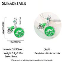 Mặt dây chuyền hình bùa hộ mệnh đá quý xanh hoạt hình mạ bạc bán chạy nhất, phù hợp để tự làm vòng tay, món quà trang sức thời trang dành cho nữ nhân dịp sinh nhật. - Nhiều màu - Xem 4