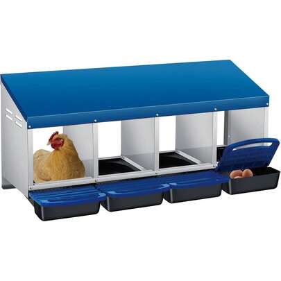 Techigher Chicken Nesting Boxes, 3/4 Hole Metal Chicken Egg Laying Box With Pull-Out Trays And Rollout Egg Collection For ChickenCoop