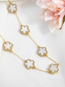 1pc Fashionable, Elegant & Charming Lucky 5-Petal Flower Necklace/Sweater Chain For Women - Multicolor 2 - View 3