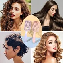 Hair Brush Dry Wet Detangling, Curly - Curved And Vented For Women, Men Or Kids Faster Blow Drying Styling Professional Paddle Vent Detangler  Defining Brush Travel Brushs - 2pcs Black - 查看 5