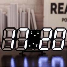 Desktop Wall-Mounted Digital Night-Lit 3D Clock, Silent Alarm Clock, Smart Light-Sensing Home Accessory, Simple And Versatile Wall Clock, Electronic Clock, Creative Desktop Alarm Clock, Student Electronic Alarm Clock. 1 Piece. - Black Machine White Light - View 11