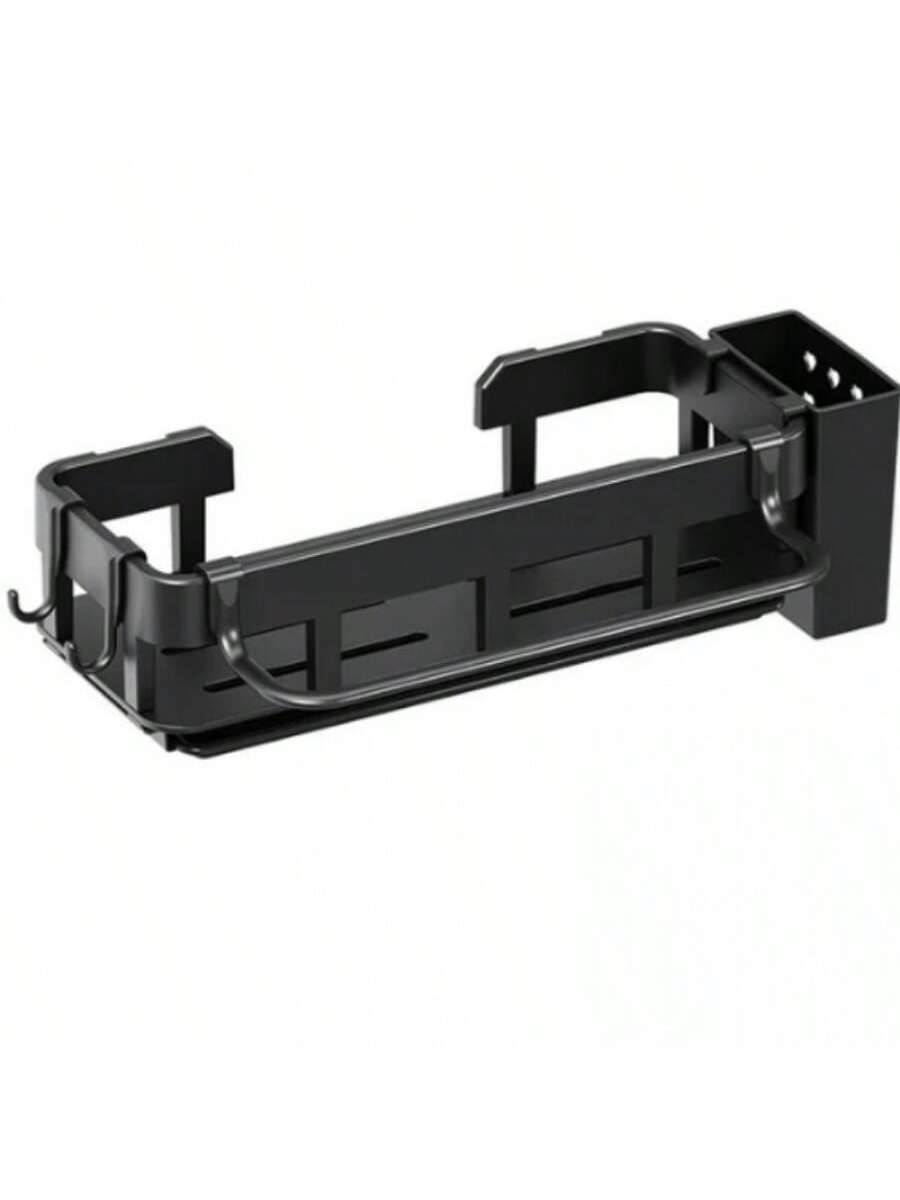 Organizador de Fregadero de Cocina - Estante de Pared Negro (30 cm) para Esponjas y Jabón con Barra Toallero y Ganchos