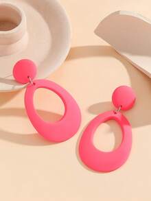 奶油甜甜圈树脂耳环，简约亚克力圆形开口耳环，轻盈百搭，温柔优雅，修饰脸型 - 彩色 - 查看 7