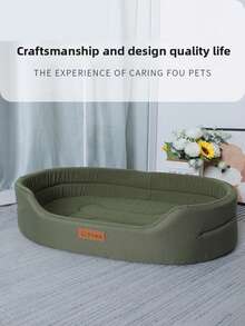 1pc Removable & Washable Pet Bed, Suitable For All Seasons, Half-Enclosed Design For Small/Medium Dogs & Cats, Autumn/Winter - Grey - View 4