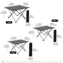 Folding Table, Sturdy, Portable Folding Table Made Of Aluminium For Indoor And Outdoor Use, Square, With Storage Bag, Ideal For Picnics, Parties And Camping. - 黑色M - 查看 3