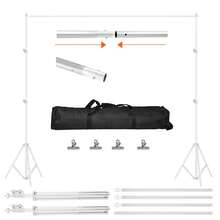 6.5 X 10ft Photo Video Studio Backdrop Background Stand Adjustable Heavy Duty Photography Backdrop Support Stand Set With Carrying Bag Clamps - trắng - Xem 12