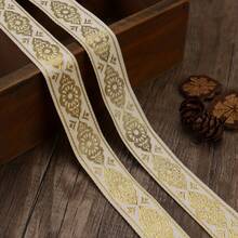 2/5英寸复古提花缎带,金色蕾丝缎带,波西米亚风格刺绣编织缎带,适合缝纫,银色花卉面料饰边蕾丝饰边,可用于DIY工艺品、家居装饰、礼品包装、装饰 - 彩色 - 查看 24