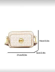2025 New Style Fashion Classic Versatile Solid Color PU Waterproof Fabric Diamond Shape Design Retro Fashion Metal Animal Logo Design Shoulder Bag Square Bag Letter Pattern Decoration Design Crossbody Bag Suitable For Shopping. , Animal Print Women's Bag , New Year - Màu be - Xem 5
