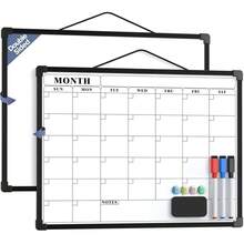 MaxGear Monthly Calendar Dry Erase Board For Wall, 16\X12\ Small Hanging Double-Sided White Board, Portable Whiteboard For Planning, Drawing, Memo, To Do List, Schoolsss, Home, Office, Black Frame,Black - Black - 查看 1