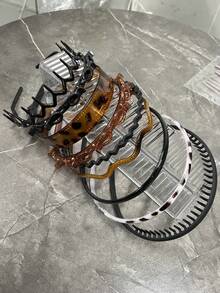 2/1 时尚宽版之字形发带，男女通用 - 塑料波浪发带，带齿梳 - 女士简约基础款大波浪发箍，经典90年代发饰，可用于洗脸、护肤、化妆、日常佩戴，发饰，礼品