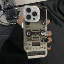 Vintage Retro Music Phone Case for  15/14/13 Pro Max - Vinyl Record & Cassette Player Graphic Trendy Aesthetic Protective Cover - Negro - Ver 10