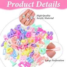 350 Pcs Large Alphabet Letter Beads 11mm Big Bubble Letter Charms A-Z Mixed Acrylic Shape Loose Bead For Jewelry Making Bracelets Necklaces Key Chains DIY Crafts (Solid Colors) - / - 查看 3