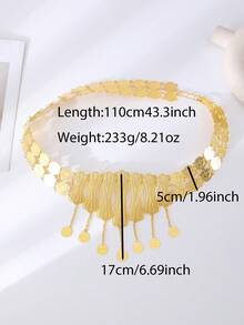 1pc Women's Gold-Plated Waist Belt, Hollow Carved With Turkish Ottoman Coin Pattern, Luxury Robe Waist Chain, Wedding Accessory, Holiday Gift