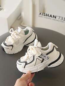 1 Paio di Scarpe da Ginnastica Sportive per Bambini, Scarpe da Passeggio per Bambini Piccoli, Scarpe Casual da Esterno con Suola Morbida e Antiscivolo per Bambini - Beige - Visualizzare 1