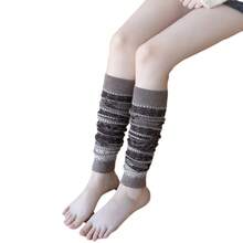 Wearing Fashionable Items With Stacked Socks, Thickened Socks, Warm Leg Socks, Elongated Mid Length Socks, Autumn And Winter Leg Guards - màu đen - Xem 5