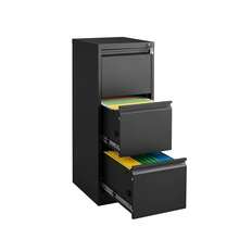 Archivador de 3 cajones con Cerradura, archivadores Verticales Resistentes para Oficina en casa, gabinete de Almacenamiento de Acero de Metal para Archivo de tamaño Legal, Requiere Montaje - Negro - Ver 4