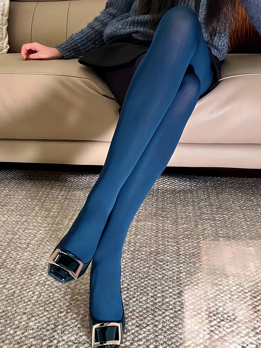 1pc Women's Ultra-Thin Fashionable Pantyhose, Suitable For Skirts - Blue - View 1