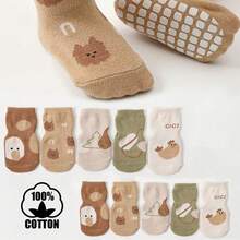 10 đôi tất cotton chống trơn trượt cho trẻ sơ sinh, tất đi trong nhà cho trẻ em và trẻ nhỏ với đế silicon chống trượt. - Nhiều màu - Xem 10