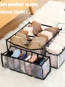 Organizador de cajón con rejilla para cajón de ropa interior, compartimento para calcetines, organizador de clasificación de ropa, divisor de cajón plegable, bolsa organizadora de lencería a cuadros - Divisores de cajón de varios tamaños para ropa interior, calcetines y corbatas, esencial para el hogar y el dormitorio - Multicolor - Ver 14