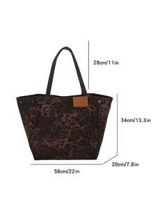 Borsa a mano da donna con stampa leopardata, borsa a tracolla/sotto braccio casual minimalista di grande capacità, borsa da lavoro (stile college) - Multicolore - Visualizzare 13