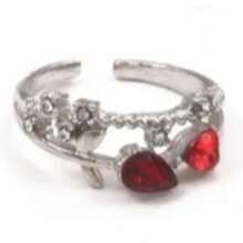 Asymmetrical Red Crystal Glass Heart-Shaped Aesthetic Ring, Y2K Gothic Style Spider Ring, Creative Decadent Jewelry Accessories - Red - View 10