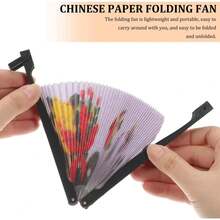 Abanicos Plegables De Papel Redondos  Piezas con Mango De PláStico, Decorativos con Motivos Y Paisajes, Ideales para Fiestas, Bodas, DecoracióN del Hogar - 1 - Ver 5