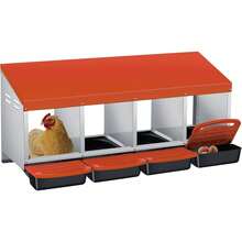 Techigher Chicken Nesting Boxes, 3/4 Hole Metal Chicken Egg Laying Box With Pull-Out Trays And Rollout Egg Collection For ChickenCoop - Orange, 4 Hole - View 2