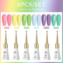 Mtssii 10ml 6pcs Glass Bottle Gel Nail Polish Set Nude Pink Solid Color Gel Polish Set Semi Permanent Nail Polish Varnish Soak Off UV LED Gel Nail Glue Manicure Kit Nail Supplies Nail Art DIY Home Salon Gifts For Women Nails - Multicolor - View 12