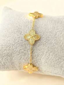 1/2件装四叶草手链，轻盈奢华饰品，不褪色，情人节礼物