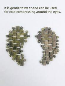 INYUSUN 1pc Jade Face & Eye Mask, Self-Cooling Massage Tool, Home Sleeping Jade Massage Device, Eye Patch Massager - Facial Massage Tool - Dark Green - View 2