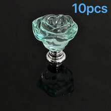 10pcs Crystal Knobs, 30mm Rose Flower Style Glass Pull Handles For Cabinets And Drawers, Suitable For Vanity, Dresser And Kitchen - Multicolor - View 13