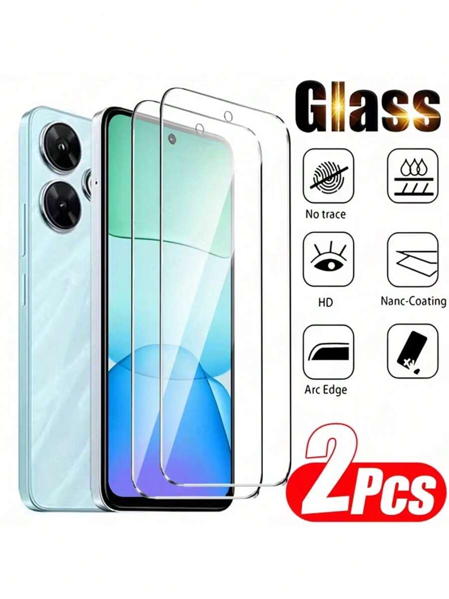 2 Packungen HD gehärtetes Glas Bildschirmschutz für Xiaomi Redmi Note 14/13/12/11/10 Pro 4G/5G Modelle. 9H Härte Vollbild Schutz. Kompatibel mit Redmi 14C/13C/13/12C/12 Serie. - Transparent - Übersicht 1