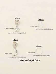 44pcs Stars Moon Combination Fashion Metal Cutout Dreadlock Hair Rings DreadLocks Suitable For Women Girls Holiday Dress Up - Silver - View 5