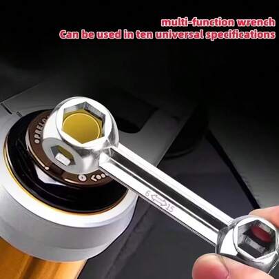 1 st. kraftig multifunktionsnyckel - reparationsverktyg i storlek 10, med benformade öppna hylsor, lämplig för bultar, muttrar, delar (sexkant/kryss/platt/stjärna) - bärbart mekaniskt metallverktyg för hemmabruk