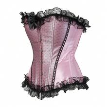 Jutrisujo Corset Tops Bustier For Women With Sleeves Off The Shoulder Lace Floral Plus Size Halloween Costume Renaissance Fairy - 820-Pink - 查看 3