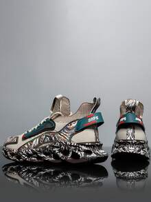 AoPlus Men's Fashionable & Comfortable Blade Sneakers, Breathable Shock-Absorbing, One-Touch Slip-On Anti-Slip Design, Suitable For All Seasons, Teenagers And Adults For Daily Jogging - Beige - View 3