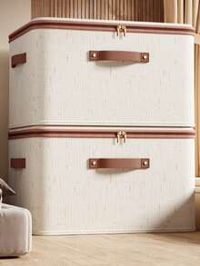 1 Peça Caixa de Armazenamento com Zíper e Tampa - Grande Capacidade - Adequada para Roupas, Itens Domésticos e Armazenamento de Quarto - À Prova de Poeira, À Prova de Umidade, Sem Necessidade de Instalação - Aplicável para Sala de Estar, Quarto, Despensa e Interior de Guarda-Roupa - Multicolorido - Visão 1