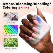Sponge Pat Paint Nail Gel, Blending Colors Ombre Nails Gradient Gel Nail Blush Blooming Aura Nails Drawing Stripper Floral Painting Nail Art, No Wipe, Aurora Mermaid Chrome Silk Satin (9 Colors L),Grabber&Sponges - 抓取器和海綿 - 查看 5