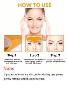 10pcs Anti-Wrinkle Forehead Wrinkle Removal Gel Patches, Tightening Face Mask, Anti-Aging Collagen Facial Care - Yellow - View 3