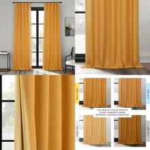 HPD Half Price Drapes - Cortinas de Lino sintético para Sala de Estar (1 Panel), 50 de Ancho x 108 de Largo, Cortinas texturizadas para oscurecer la habitación para recámara, 108 Pulgadas de Largo(127An x 274.3Al cm (1 Paneles) Diente de león dorado, negro) - Multicolor - Ver 1